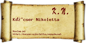 Kácser Nikoletta névjegykártya